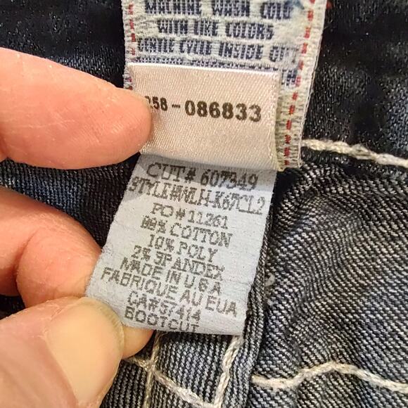 True Religion Dark Wash Boot Cut Crystal Pocket Jeans Waist Size 28 - Picture 14 of 15